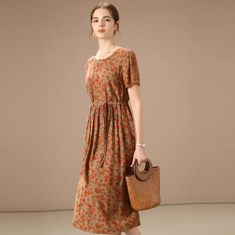 FENHONGMALI Short Sleeved Dress Women's Red-1