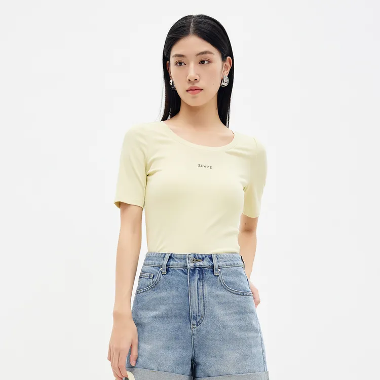SHUIYUNJIAN T Shirts Women's Champagne Yellow-2