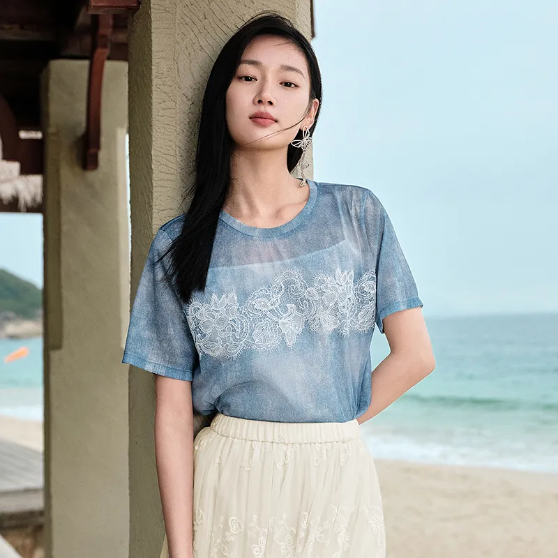JZ. ANNAKRO Chiffon Shirt Women's Sky Blue-2