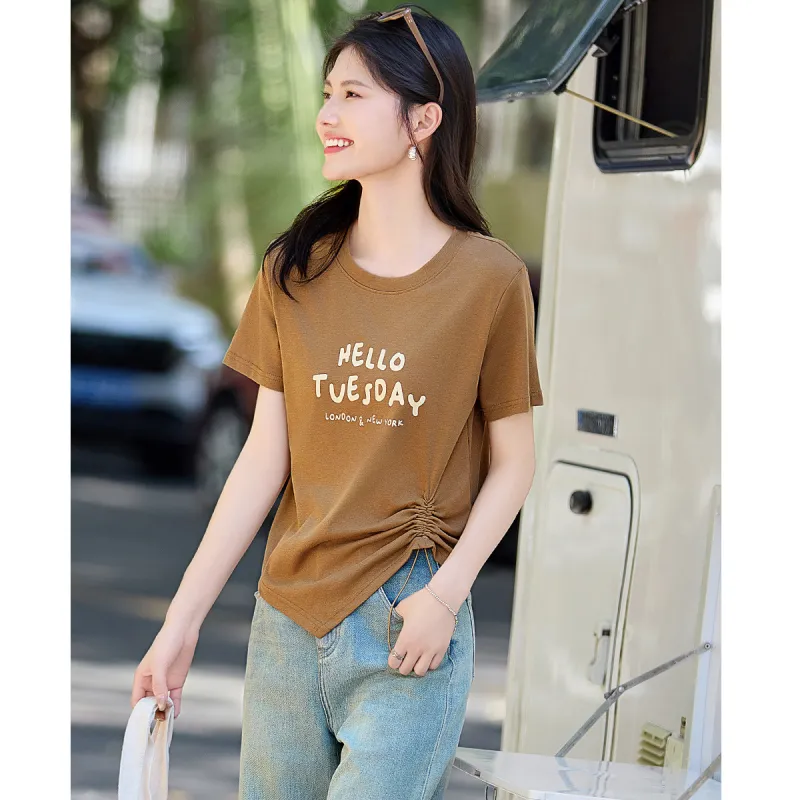 Still quiet T Shirts Women's Light Coffee-1