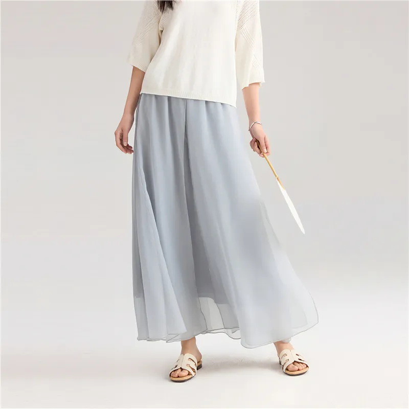UNIQLO Casual Long Skirt Women's Clear Cloud Gray-4