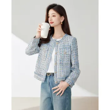 Like The Age Of Water Fall Velvet feel Coat Loose Fit Women's Blue