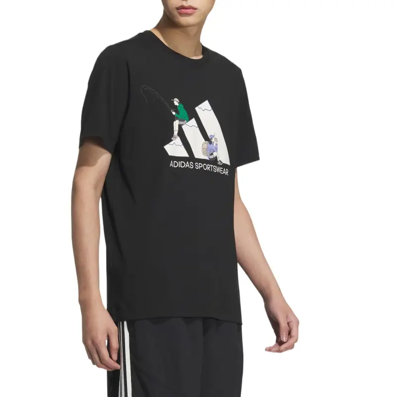 Adidas GRAPHIC SHORT SLEEVE T Shirt Unisex Black-3