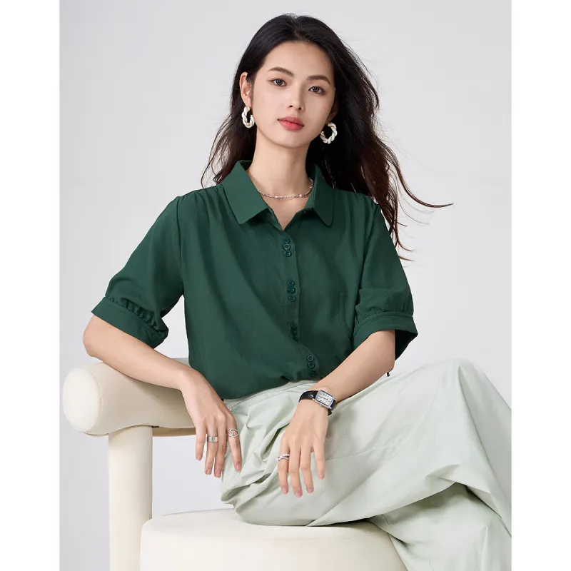 Love Elaine Shirt Loose Fit Women's Green-2