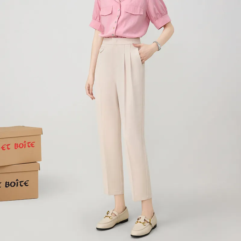 FAWENXIANGZI Spring, Summer, Fall Suit Trouser Regular Women's Apricot-3