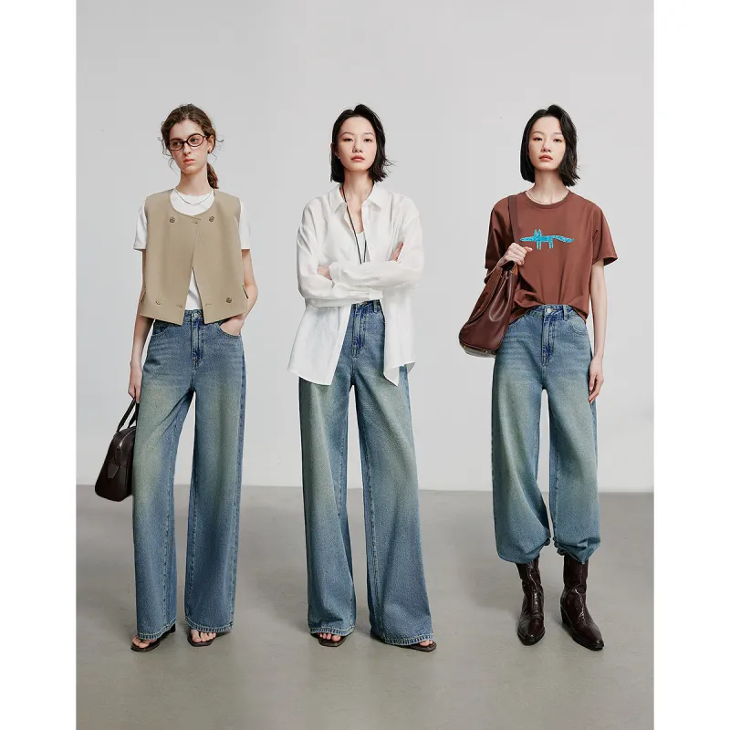 Initial Language Jeans Women's Vintage Glaze Blue-3