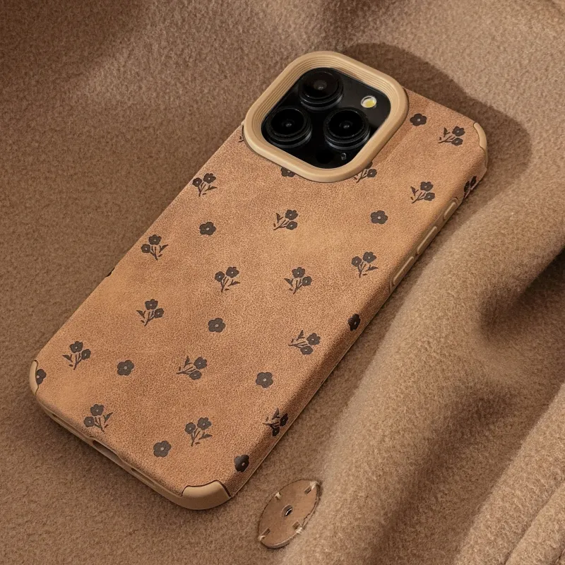Cuttlefish Grid TPU Material Ins Suede French Floral Small Niche Phone Case Compatible With Apple 16/15/14/13/12/11-6
