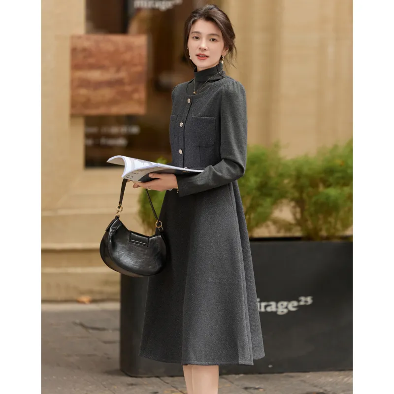 Like The Age Of Water Summer Long Sleeved Dress Regular Women's Gray-2