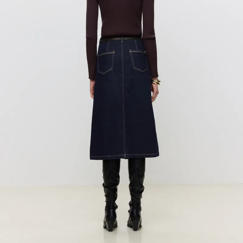 ONLY Denim Long Skirts Women's J37 1000 Washed Blue Denim-2