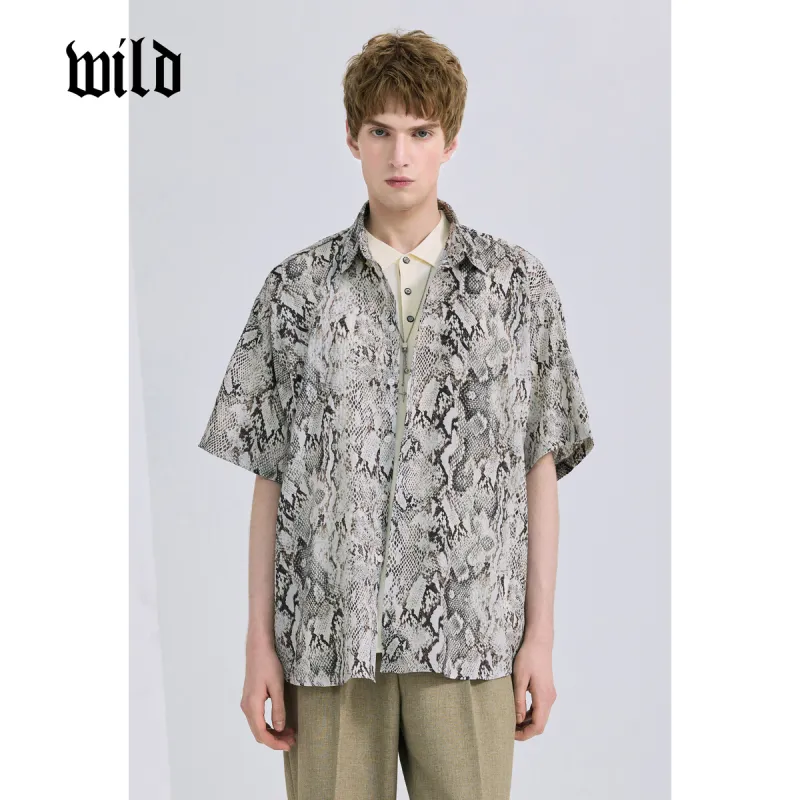 WILD LEADER Shirts Men Khaki Python Leather[CW5158595]-1
