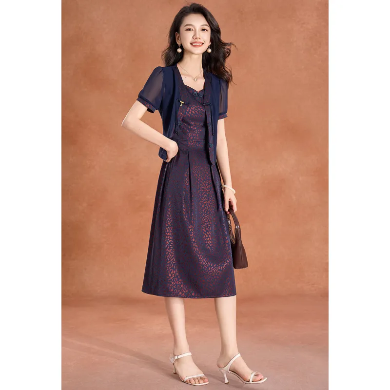 Mylan Two Piece Skirt Sets Women's Navy Blue-2
