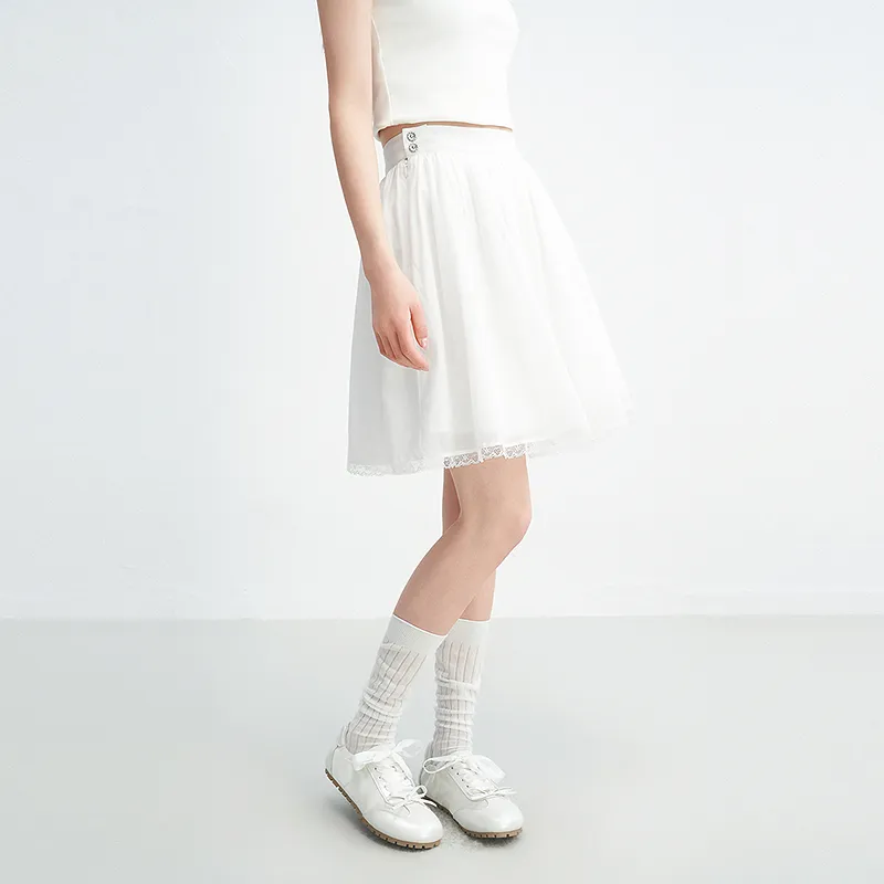 LEDIN Casual Short Skirts Women's Bright White-5