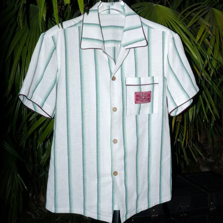 GLACIERBOY Shirts Unisex Light Green Stripes Short Sleeved Shirt-5