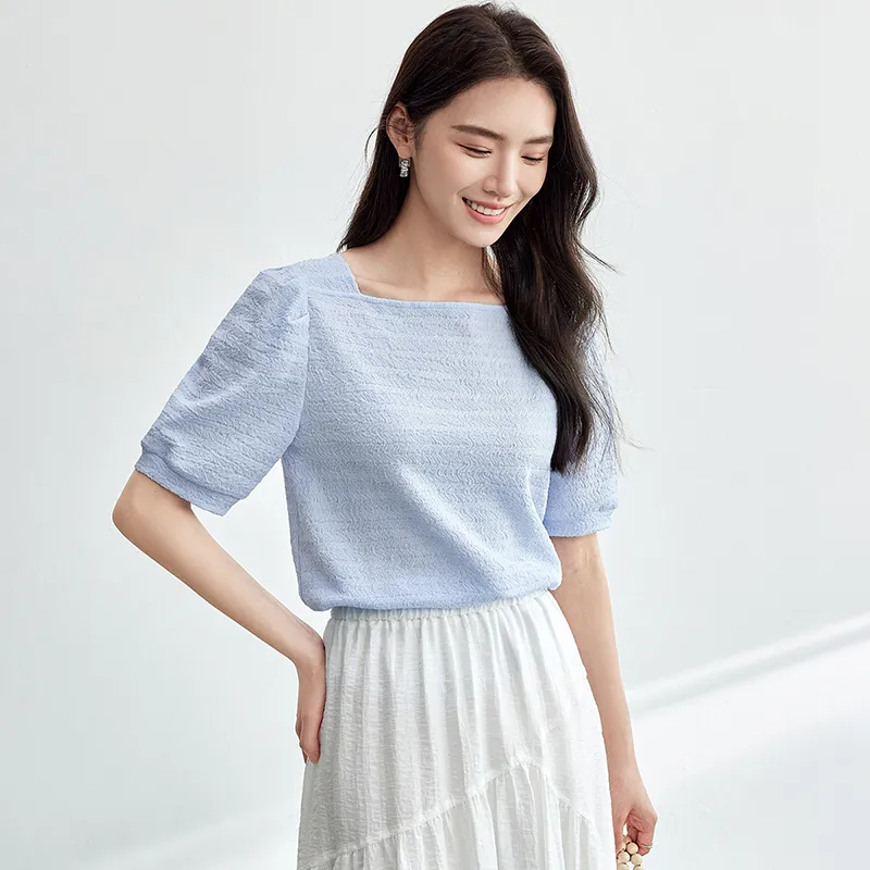 SENTUBILA Puff Sleeve T Shirt Women's-10