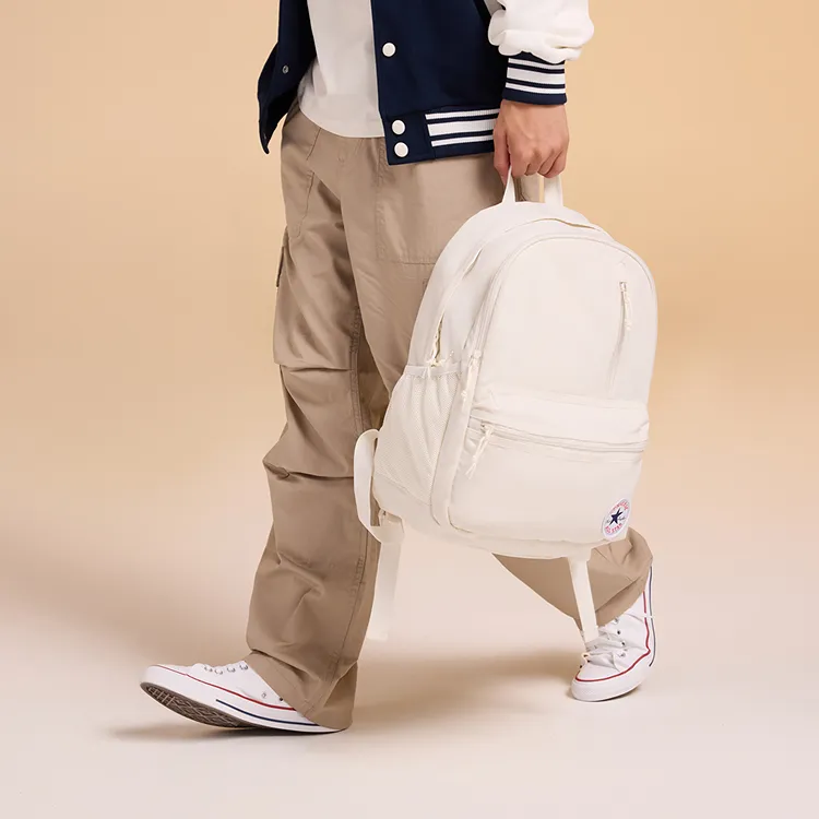 Converse Polyester Backpack Regular Unisex Classical Style White-5