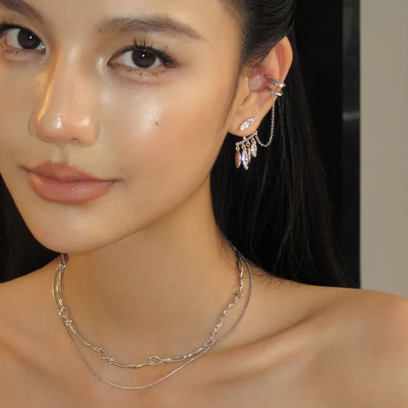 BOONEE ALUS Synthetic Cubic Zirconia Clip On Earrings Women's-1