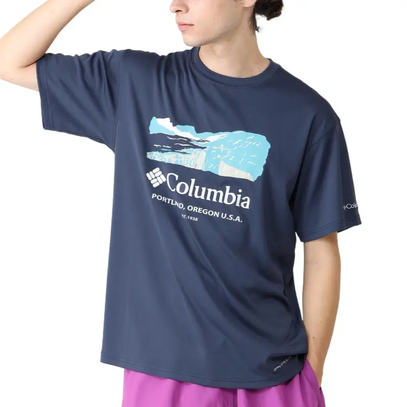 Columbia Lake Arrowhead T Shirt Men's Night Travel Blue-2