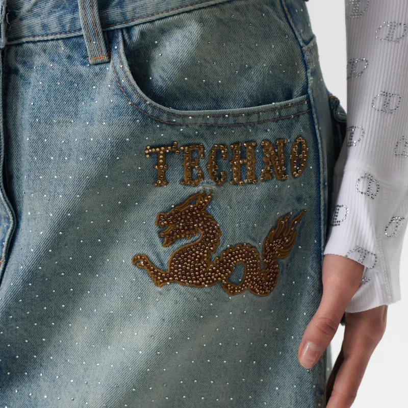 TCH Denim Long Skirts Women's Denim Blue-5