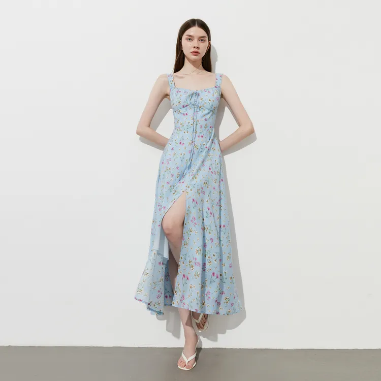 DPLAY Slip Dresses Women's Blue Daisy-1