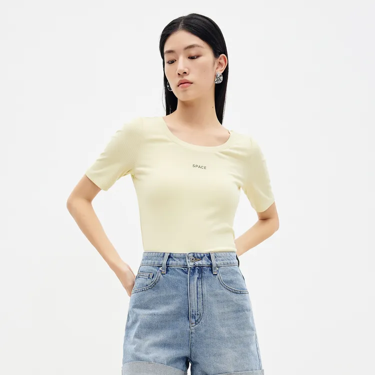 SHUIYUNJIAN T Shirts Women's Champagne Yellow-3