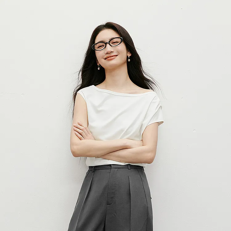 Hopeshow T Shirts Women's Raw White 001-2