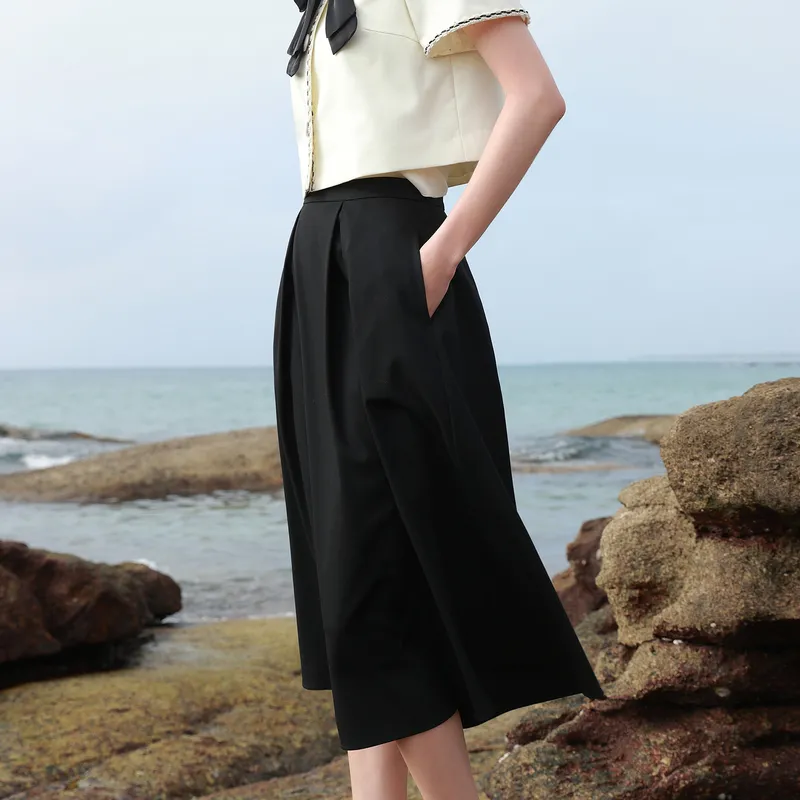 3COLOUR Casual Long Skirts Women's Black-5