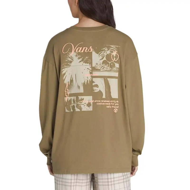 Vans Drop Shoulder Sleeve T Shirt Women's Olive Green-2