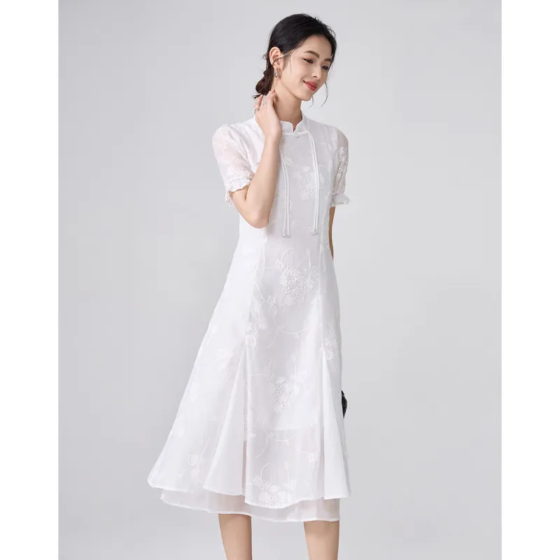 Love Elaine Short Sleeved Dress Women's White-2