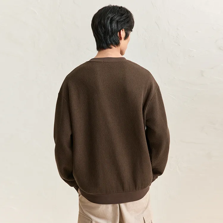 PEACEBIRD MEN Knitted Fabric With Muscle Texture Crew Neck Sweatshirt Men's-2