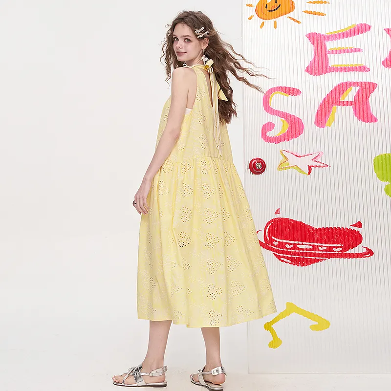 ELF SACK Sleeveless Dress Women's Small Flower Yellow-5