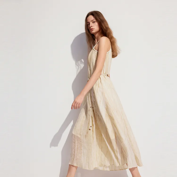 ELLE Slip Dress Women's Light Khaki-3
