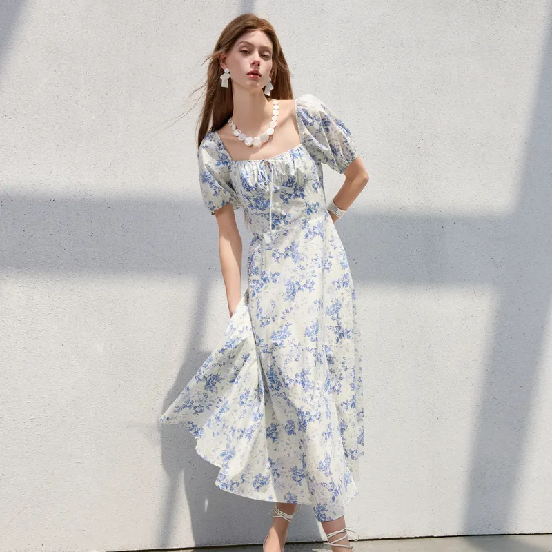 3COLOUR Short Sleeved Dress Women's Sky Blue Floral-2