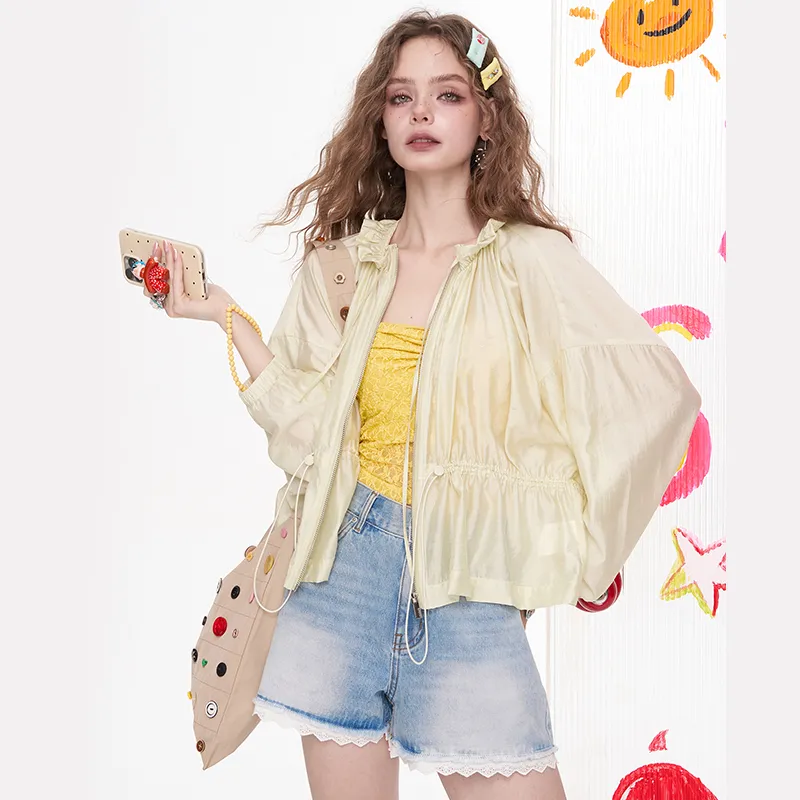 ELF SACK Denim Shorts Women's Lace Denim Blue-7
