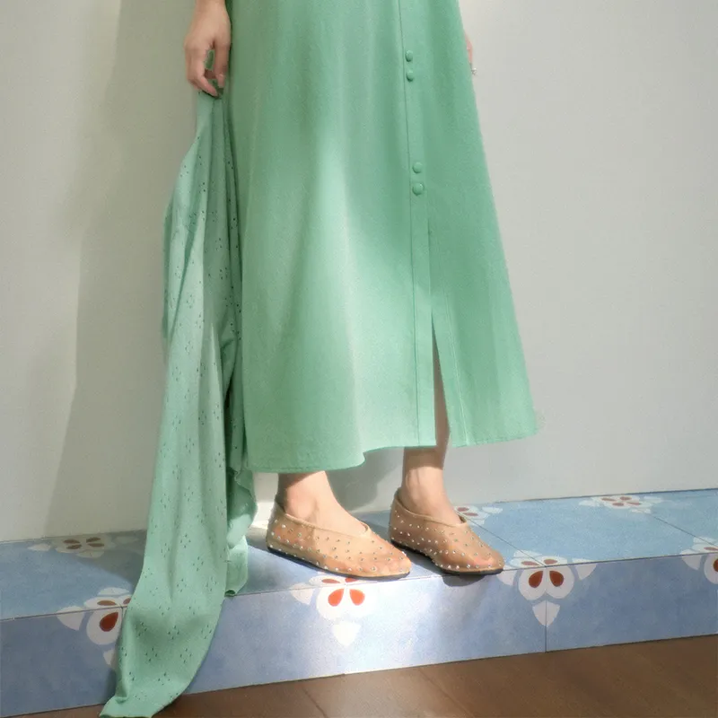 KUOSE Sleeveless Dresses Women's Green-3