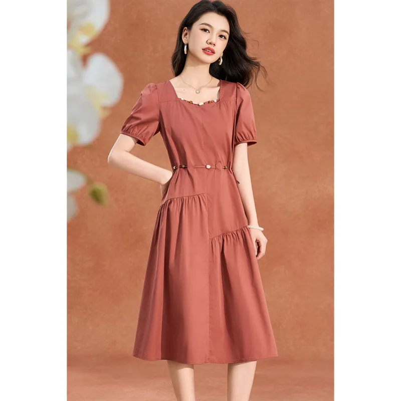 Mylan Summer Short Sleeved Dress Cinched Waist Women's-6