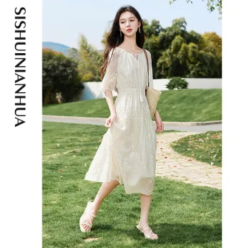 Like The Age Of Water Summer Short Sleeved Dress Women's Ecru