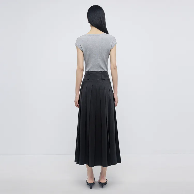 SHUIYUNJIAN Casual Long Skirt Women's Dark Gray-5