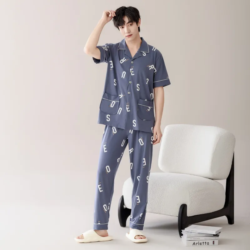 FARO Pajama Set Men's Gray Blue-1