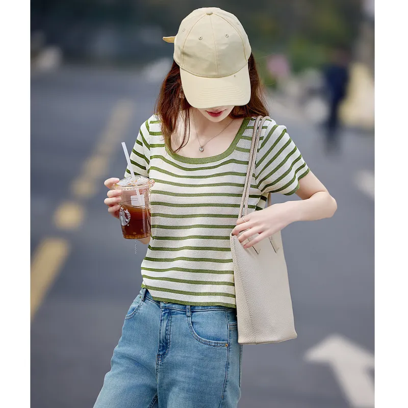 Still quiet Knitwear Women's Green Stripes-4