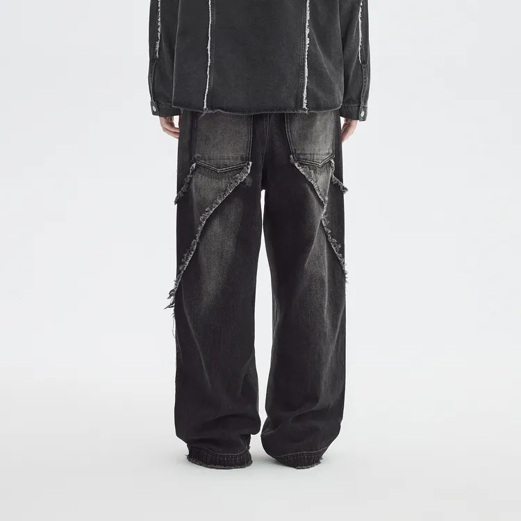 INXX Raw Edge Structural Splicing Jeans-4