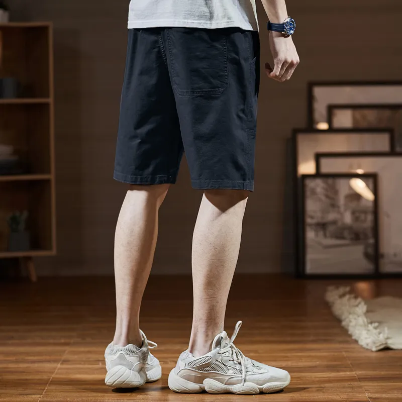 Tonlion Casual Shorts Men Navy Blue-3