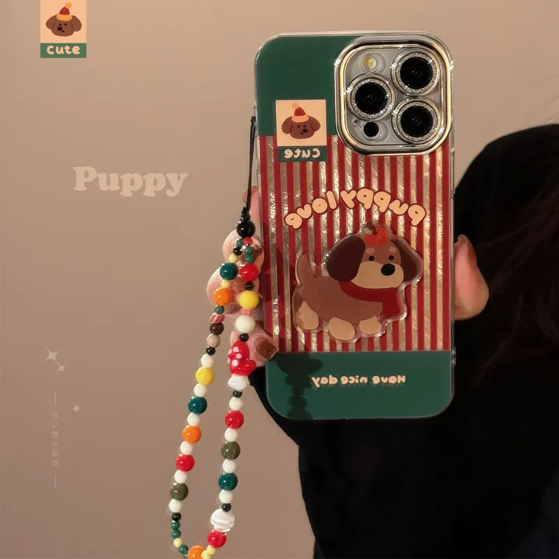 Cuttlefish Grid TPU Material Red Stripe Bacon Dog Phone Case Compatible With Apple 16/15/14/13/12/11-4