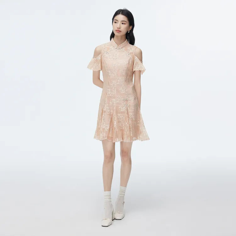 SHUIYUNJIAN Short-Sleeved Dresses Women's Light Pink-4