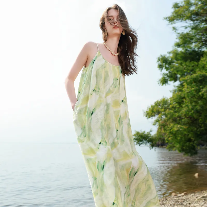 3COLOUR Slip Dresses Women's Pea Green Floral-2