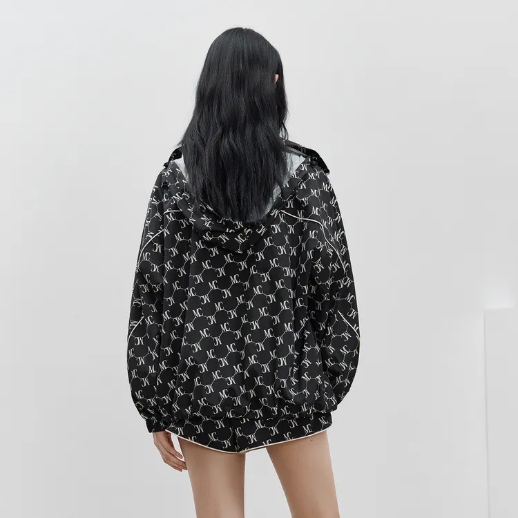 MO&CO Jackets Women's Black With Floral Letters-2