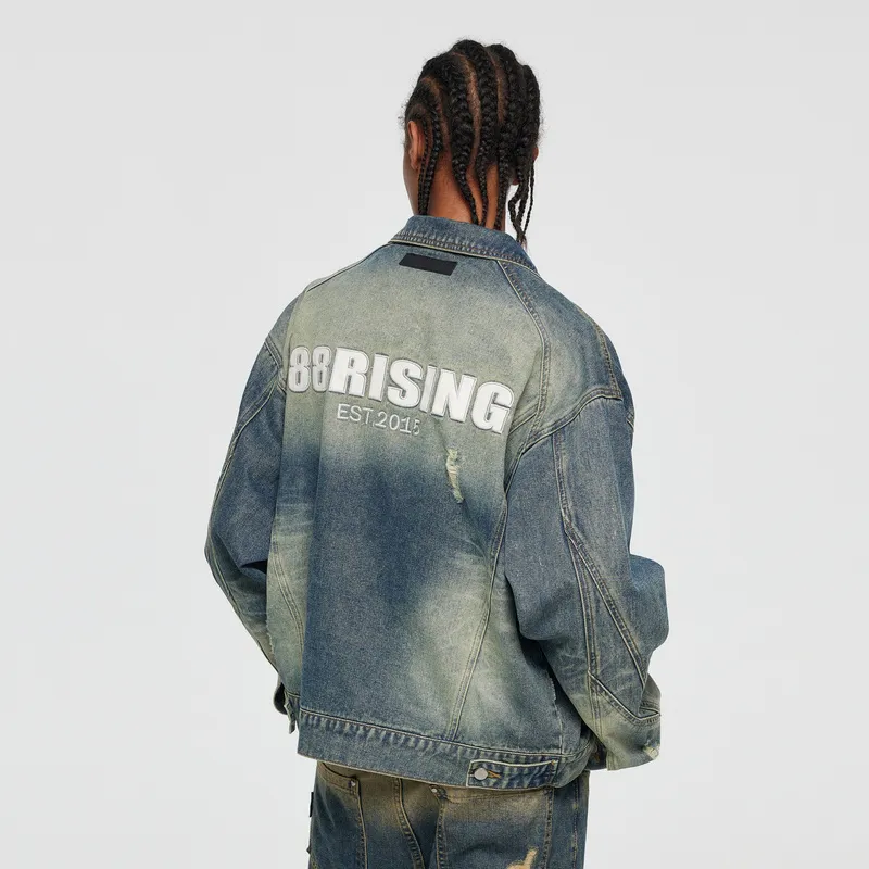 88rising Denim Jackets Unisex Washed Blue-4