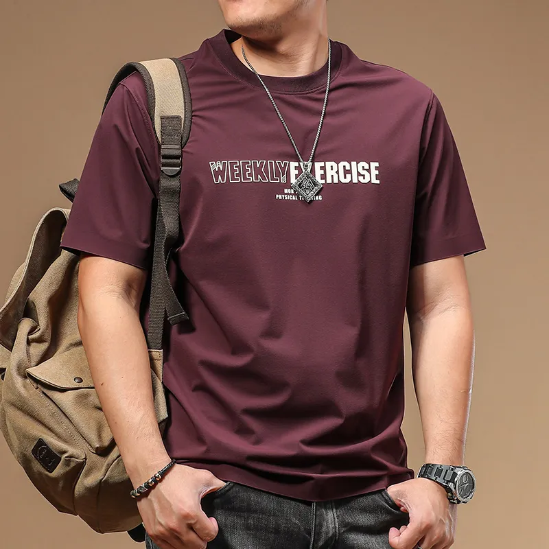 Seasonal Words T Shirts Men Dark Reddish Purple-2