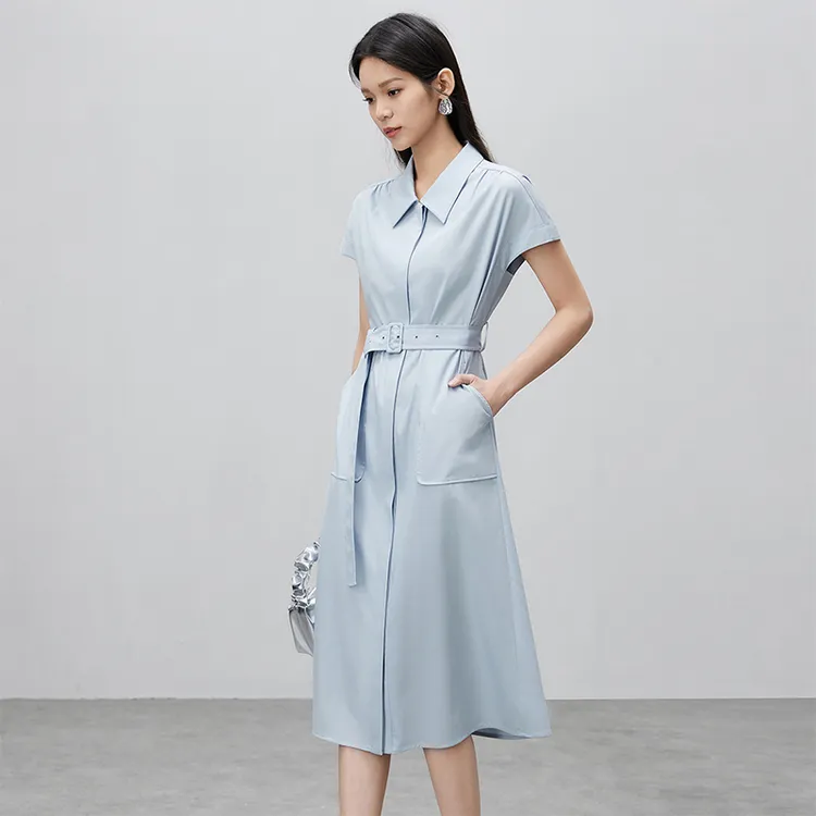 SENTUBILA Short Sleeved Dresses Women's Light Blue-2