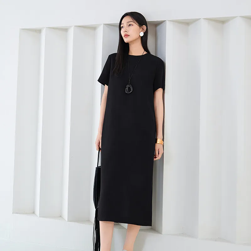 JZ. ANNAKRO Short Sleeved Dress Women's Plain Black-5