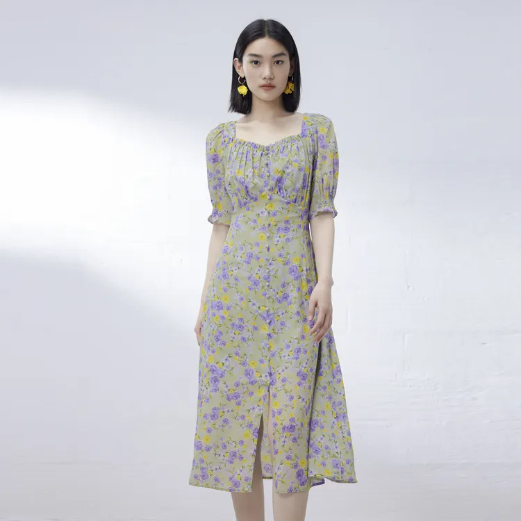 SHUIYUNJIAN Short Sleeved Dress Women's-3